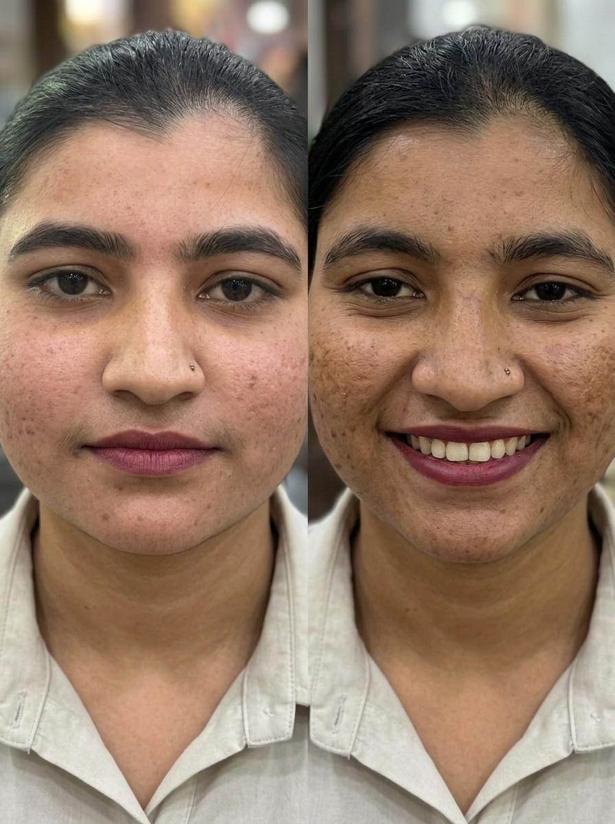 Client complexion progress photo