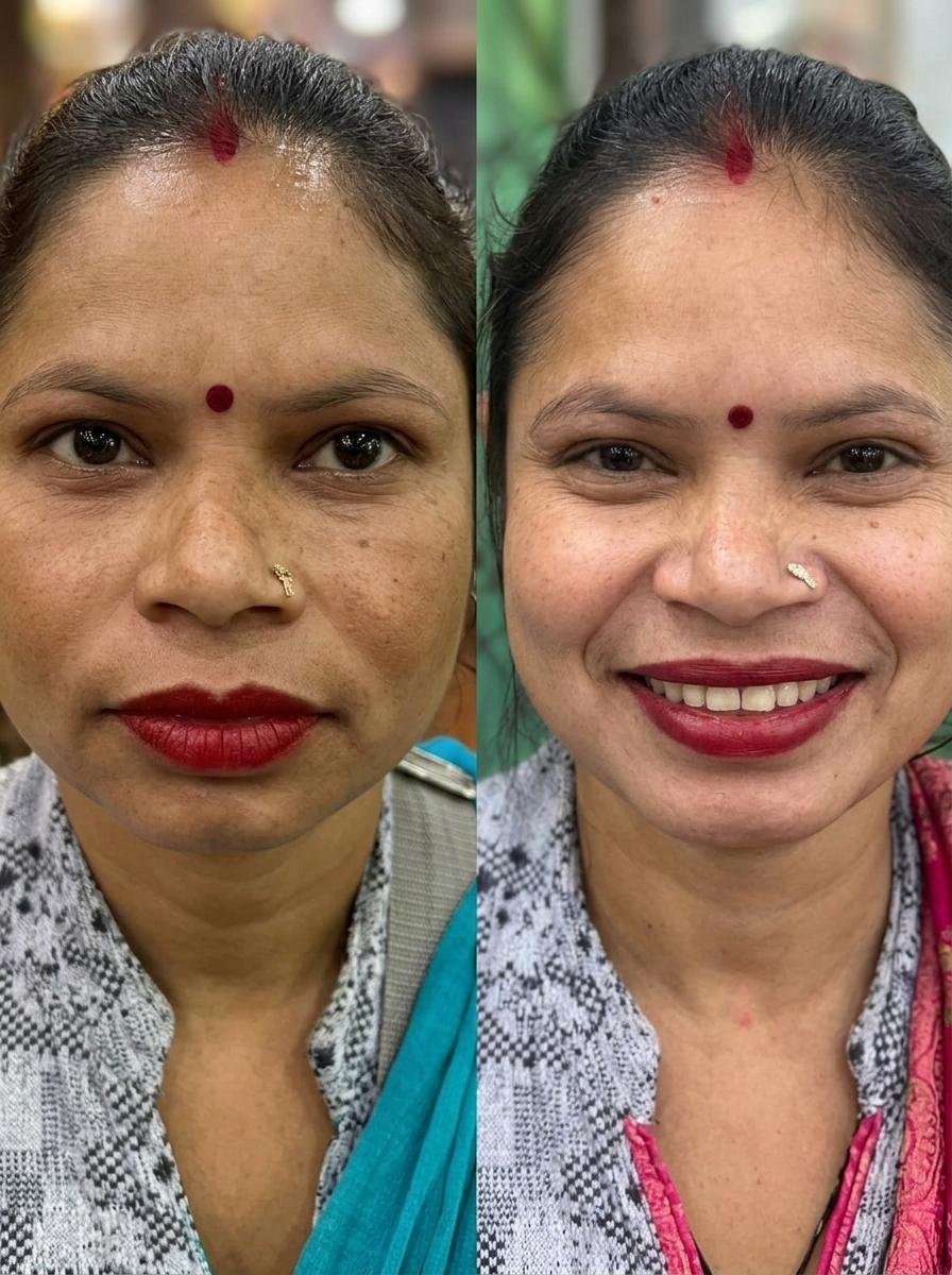 Before and after skin-care progress result